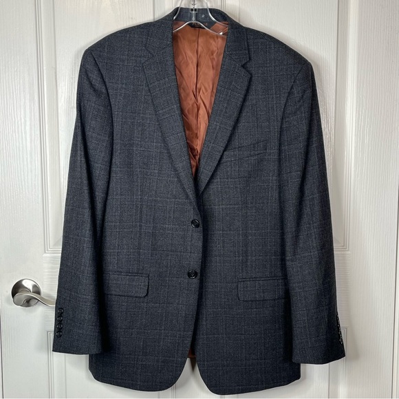 Jos. A Bank Sz 40 R W Gray Wool Two ButtonBlazer Sport Coat Suit Jacket